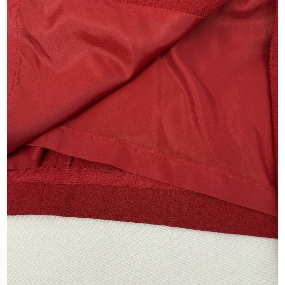VTG Kasper Red Long Coat Dress Velvet Collar Lined Button Down‎ Womens Size 12 - Picture 10 of 12